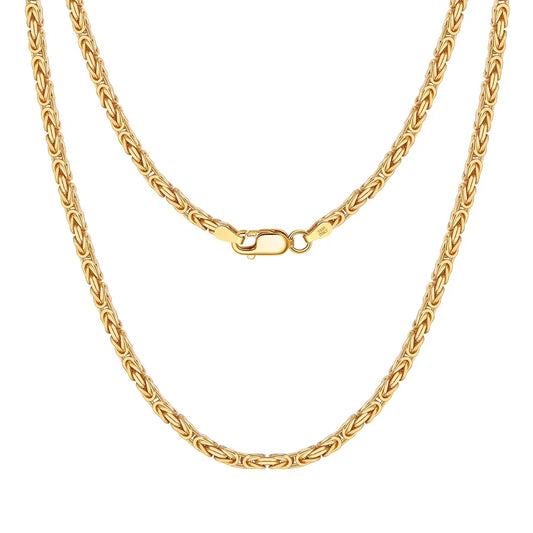 100% 925 Sterling Silver 2.5mm Flat Byzantine Link Chain Necklace for Women Italian Dainty Silver Jewelry SC79
