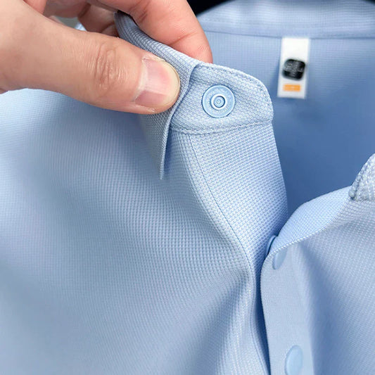 2025 Men's Sporty Polo Waffle Shirt | Moisture-Wicking Golf Tennis Top Sizes S-5XL, Snap Buttons, 7A Antibacterial High Quality