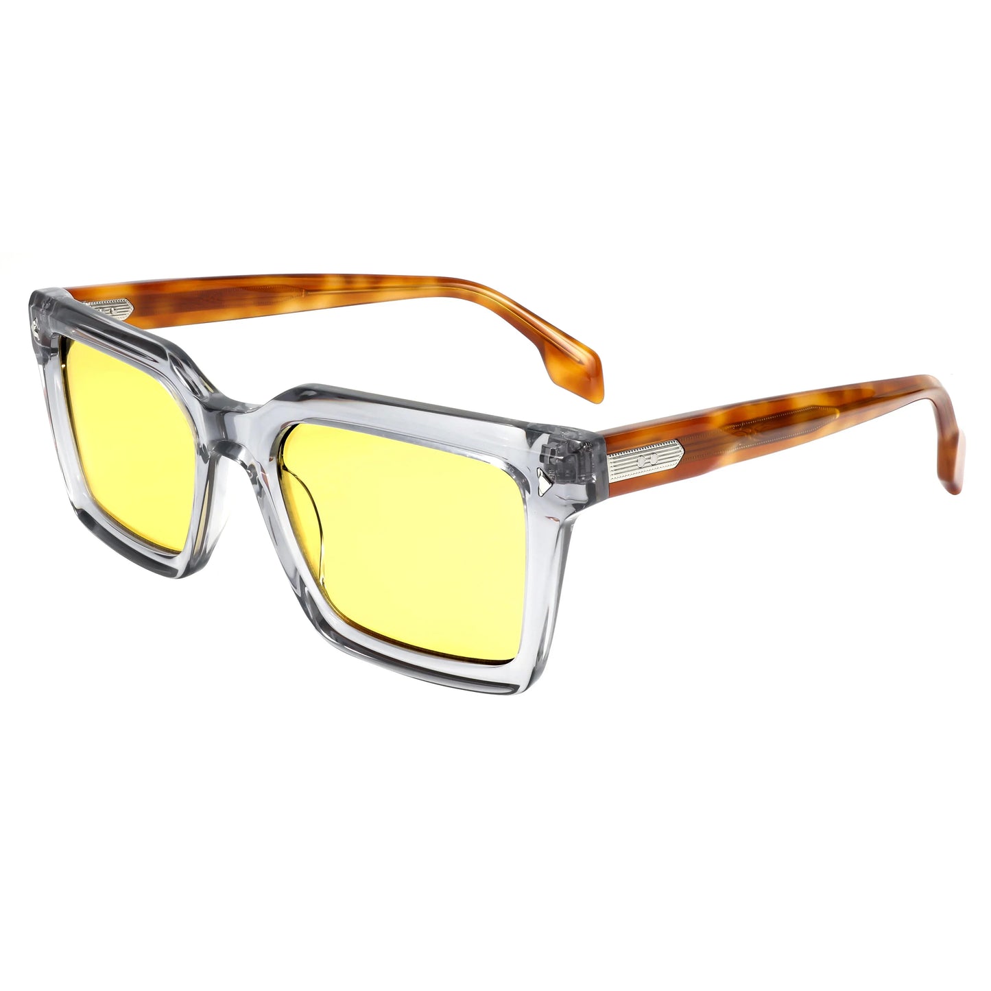 Designer Retro Rivet Tortoise Acetate Rectangle Sunglasses UV400 Non-Polarized Unisex Eyewear