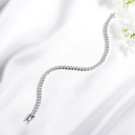 Bracelet de tennis 3 couleurs 2/3 mm bulles tout moissanite pour femmes hommes, bracelets jonc, chaîne en argent pur 925 avec diamants entiers, bijoux