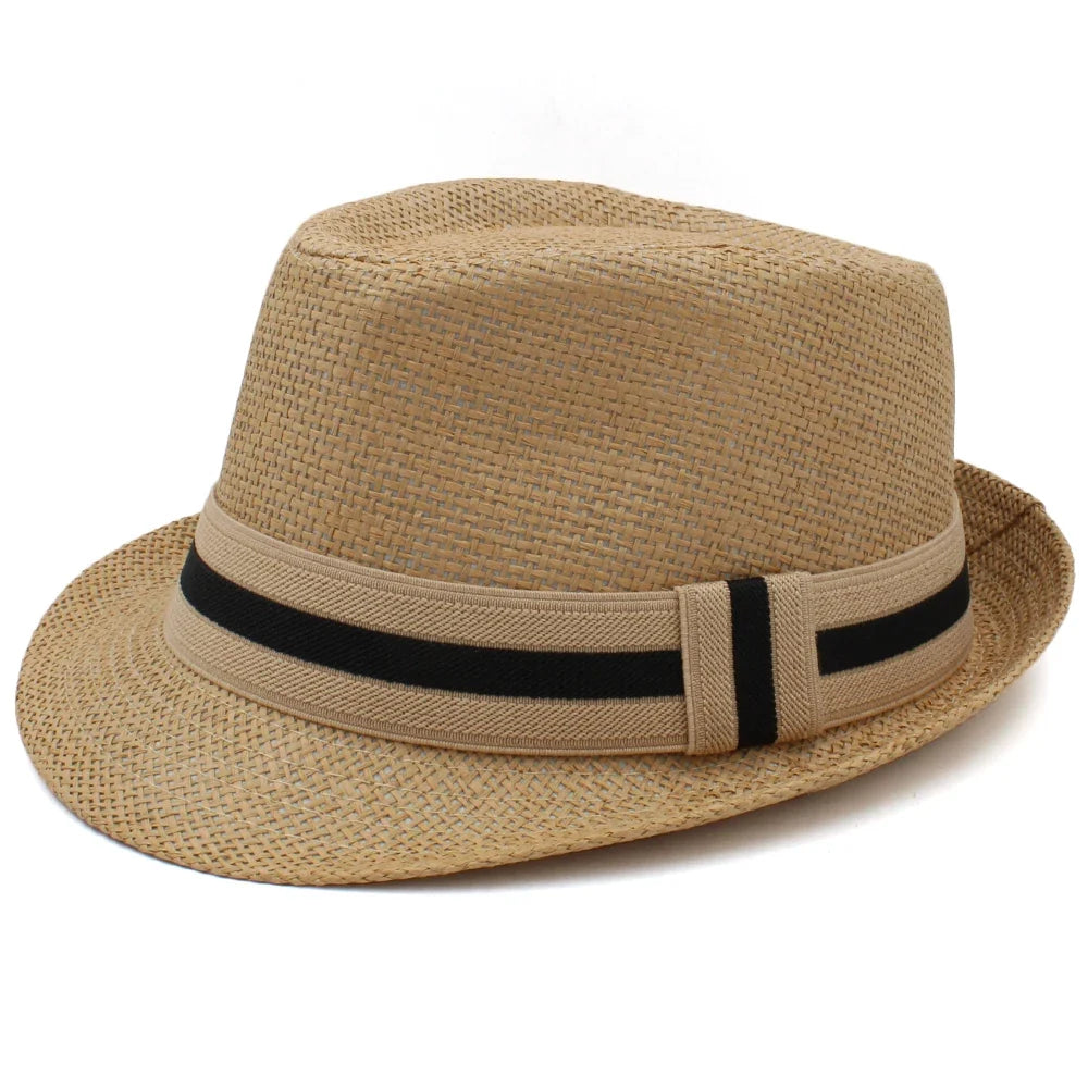 2 Sizes Parent-child Men Women Kids Boy Straw Fedora Hats Summer Trilby Sunhat Classical Jazz Caps Sombrero Beach Outdoor Travel
