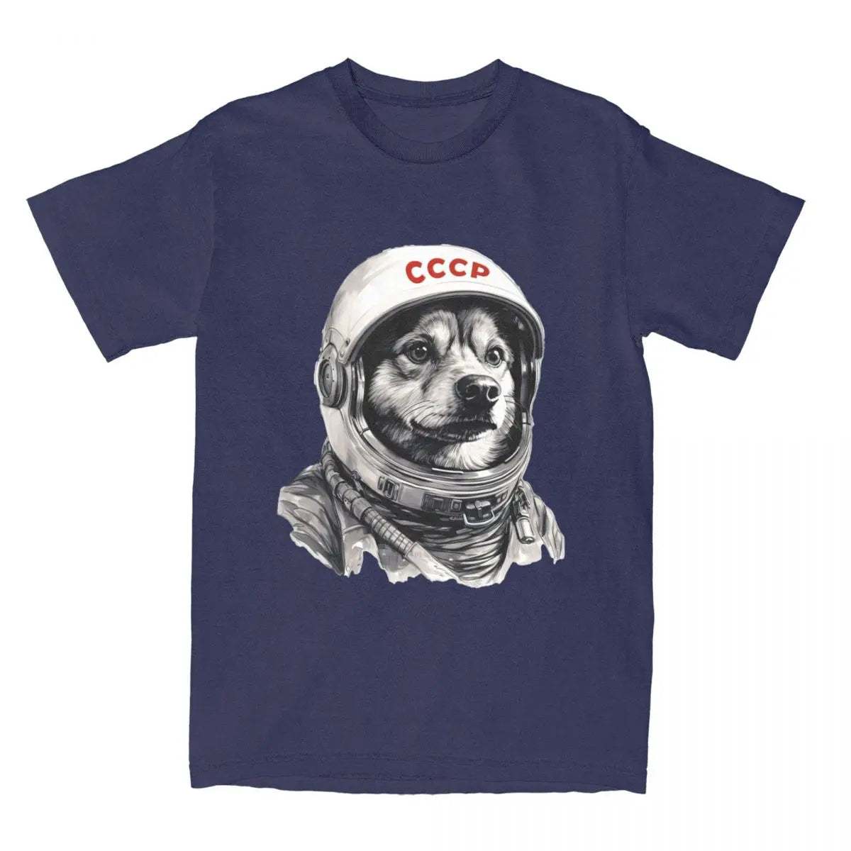 Rusia Laika Space Urss Astronauta Dog T-Shirt Men First dog in Space Cotton T-Shirts Summer O-Neck Tees Oversized Clothing