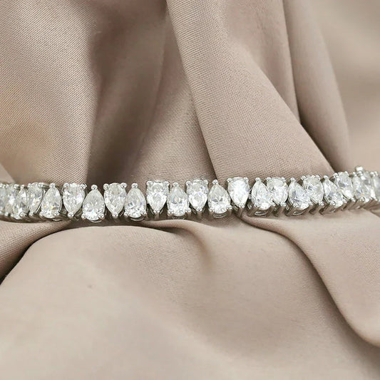 Bracelet de tennis pour femme en moissanite goutte d'eau de 0,35 carat en argent S925, bracelets de fiançailles en diamant de laboratoire taille poire avec certificat