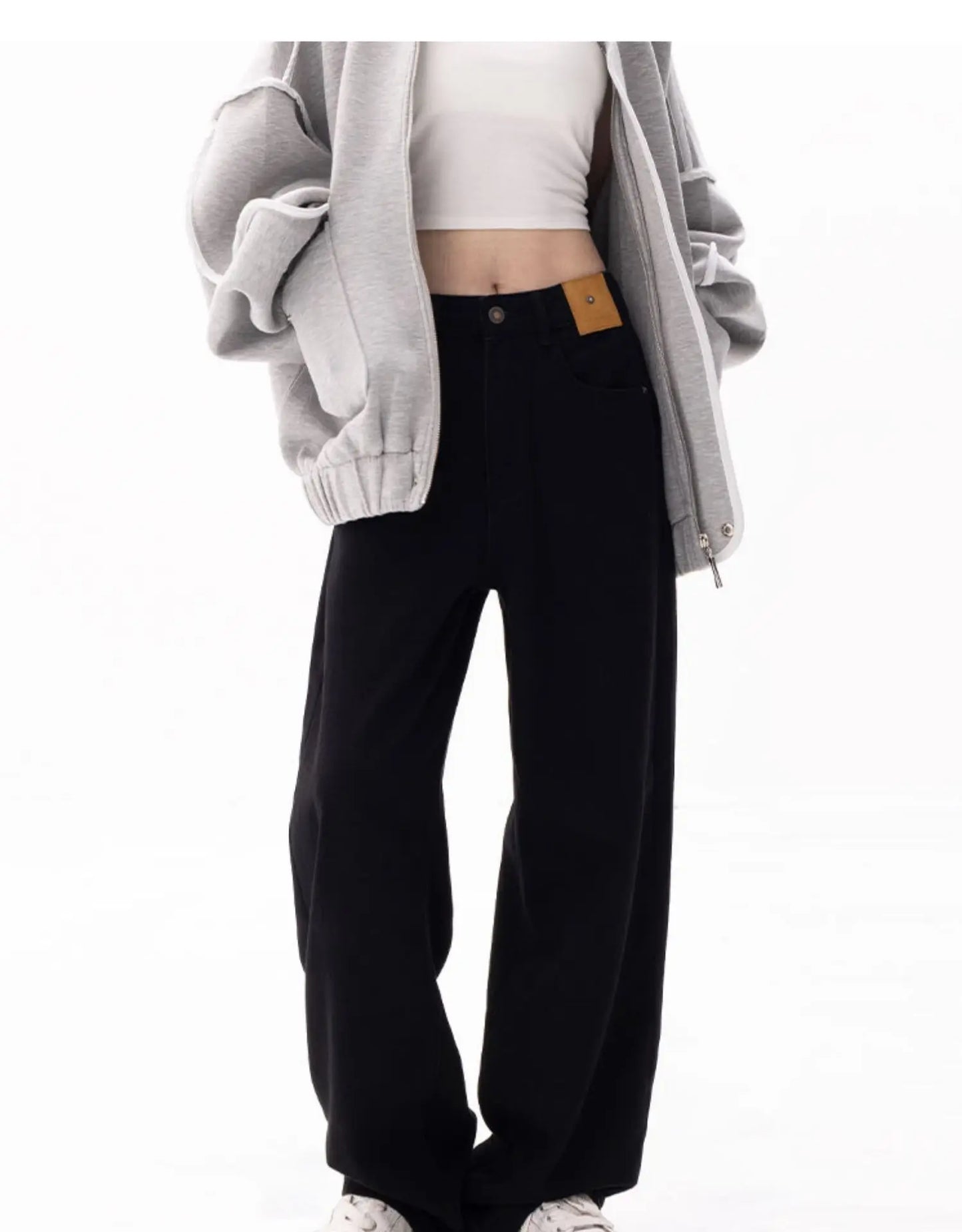 Black Baggy Straight Jeans Women Korean Fashion Streetwear High Waist Wide Leg Denim Pants Female Loose Mopping Jean Trouser Y2K