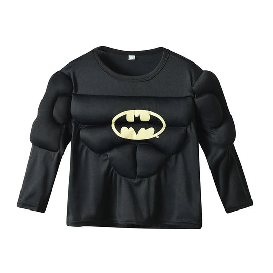 Superhero Bat Cosplay Costume Set Kids Boys Bruce Muscle Suit Tops Pants with Mask Cloak Children Halloween Carnival Party Coth