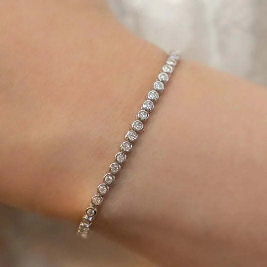 Bracelet de tennis en moissanite certifié GRA de 2 mm pour femme et homme, en argent sterling 925 plaqué or 18 carats, avec diamants ronds à bulles