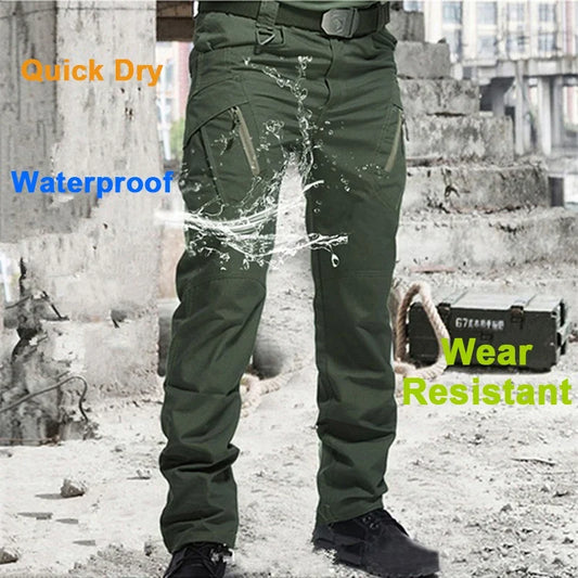 Summer Men's Tactical Cargo Pants Casual Trousers Multi-Pockets Waterproof Pants Lightweight Quick Dry Outdoor Hiking Trousers