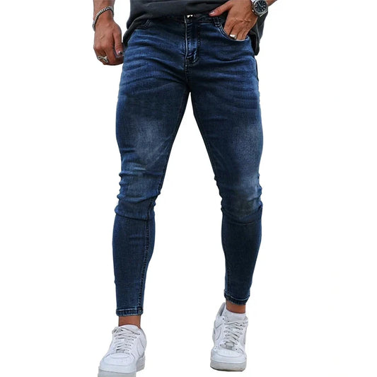 Mens Skinny Jeans Solid Color High Stretch Denim Trousers Casual Daily For Office Parties Male Cowboy Pants
