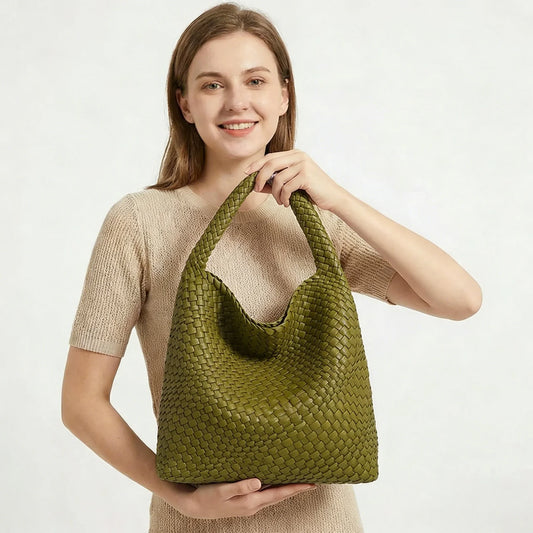 Designer Hand knitting bag PU Large women's Woven tote bag Mistress gift luxury bag original mark bags CasuaL side bag for women