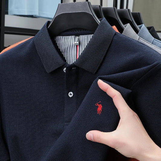 100%cotton luxury men's classic pony embroidery comfortable polo shirt fashionable summer new top breathable short sleeved shirt
