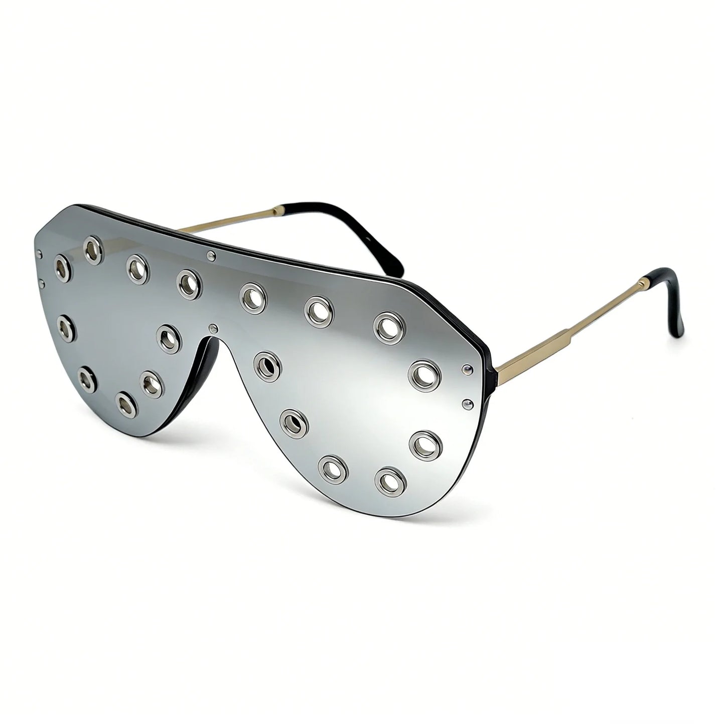 Trendy y2k Oversized One-piece Sunglasses Women Luxury Metal Rivet Party Cool Big Frame Shades UV400 Beach Club Streetwear