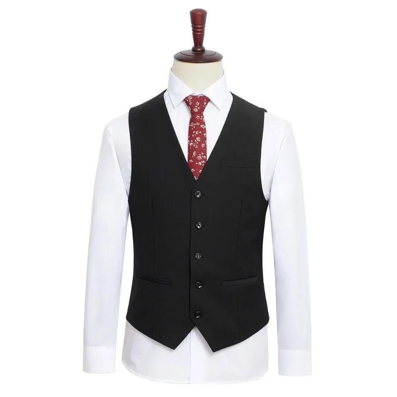 New Plus Size Black Suit Vest Men Solid Color Single Breasted Waistcoat For Host Groom Groomsmen Grey Black Navy Waist Coat 9XL