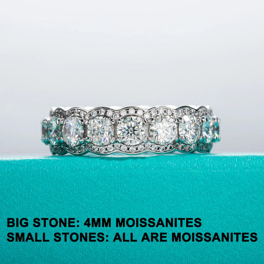 4mm 5.5cttw D Color Moissanite Wedding Band Ring 925 Sterling Silver Eternity Band Rings For Women Jewelry Wholesale