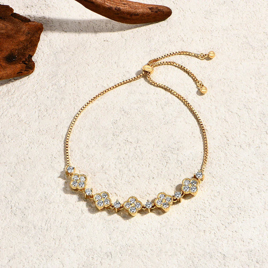 Bracelets Moissanite Design Étoiles pour Femmes S925 Argent Sterling Réglable Chaîne Forçat 24cm Bijoux Cadeaux d'Anniversaire Porte-Bonheur