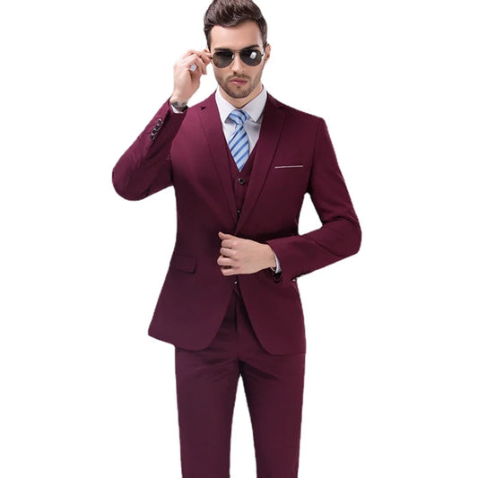2026 New Men's Suit 3-Pieces Set (Jacket+Pants+Vest) Wedding/Party/Office Coat and Vests Trousers, Asian Sizes M-5XL 6XL.