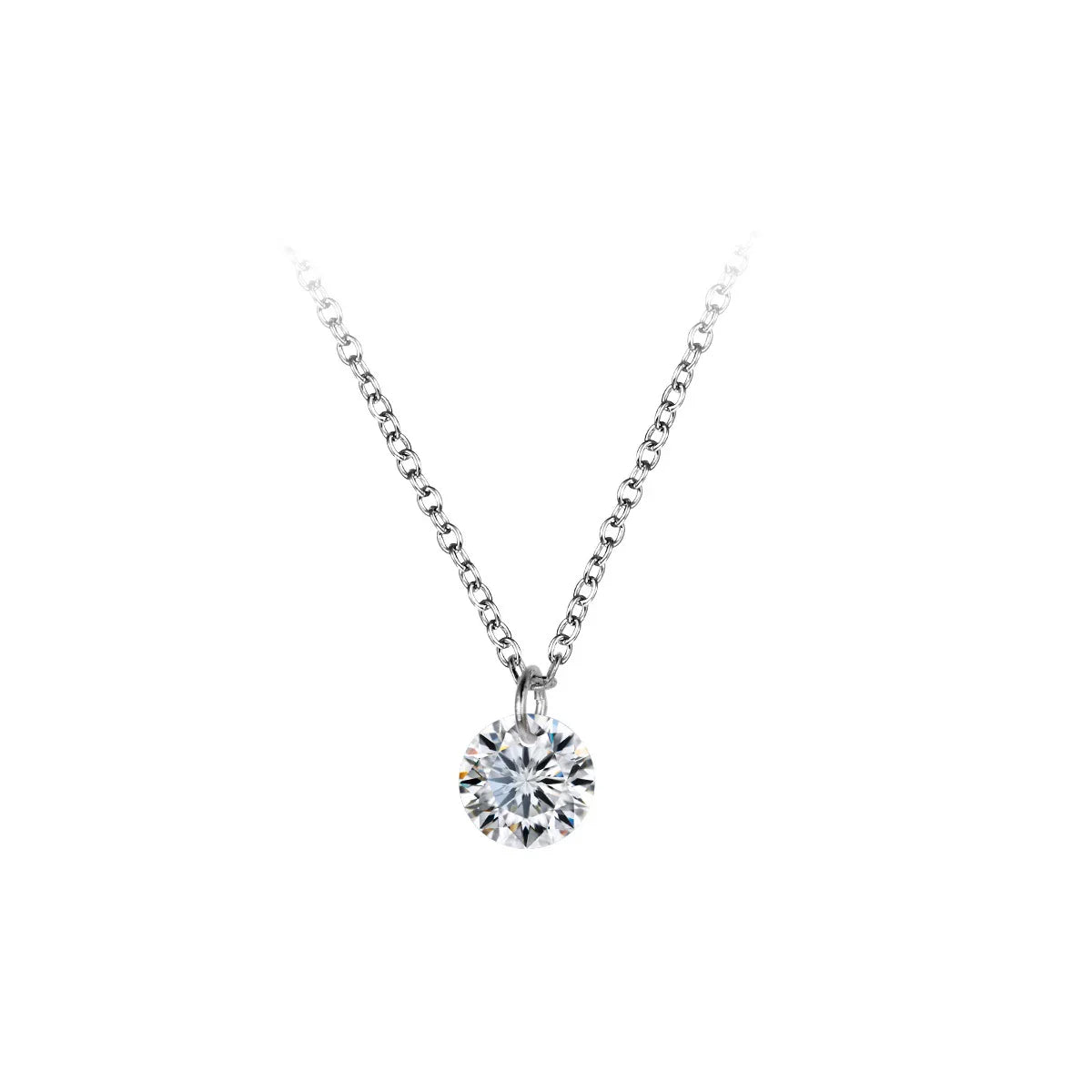 2021 New Fashion Tiny 100% 925 Sterling Silver Round Clear Zircon Chain Necklaces Pendant For Women Wedding Jewelry Gift