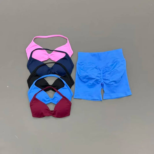 2 Piece Yoga Sets Women Low Waist Seamless Push Up Bra Scrunch Butt Lift No Digging Comfortable Gym Running Tracksuits