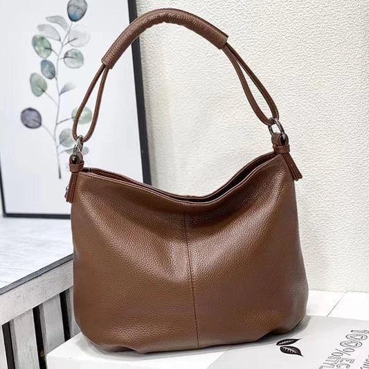 Women Luxury Bag Casual Tote Female Fashion Summer Beach Handbag Lady Popular Soft Cowhide Genuine Leather Shoulder Shopping Bag