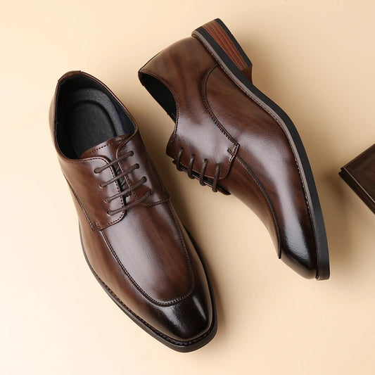Men's Formal Leather Shoes, Comfortable Soft Sole Office Derby Shoes, Breathable Anti-Slip Business Men's Shoes-HT1009