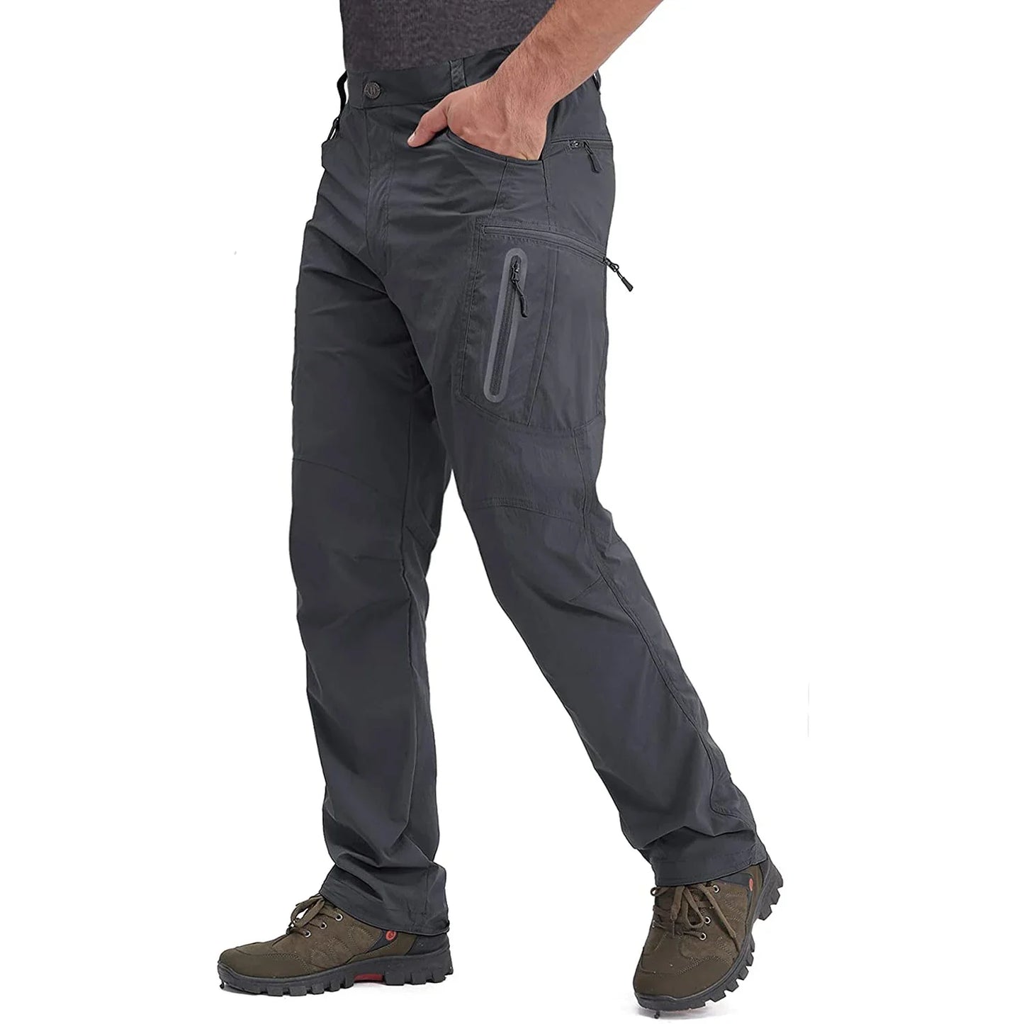 Summer Lightweight Trousers Mens Fishing Pants Outdoor Hiking Nylon Quick Dry Pockets Cargo Pants Casual Work Trousers