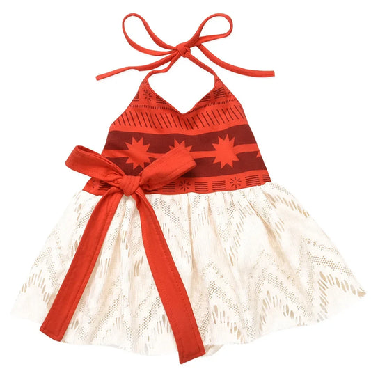 Baby Girls Dress Up Moana Costume Toddler Kids Summer Princess Dress Children Halter Dress Backless Carnival Halloween Clothes