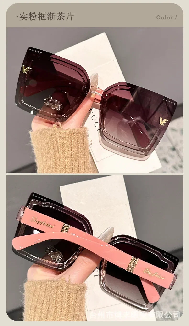 Rimeless Polarized Sunglasses Women Oversized Square Sun Glasses Ladies UV400 Classic Goggle Oculos De Sol Feminino
