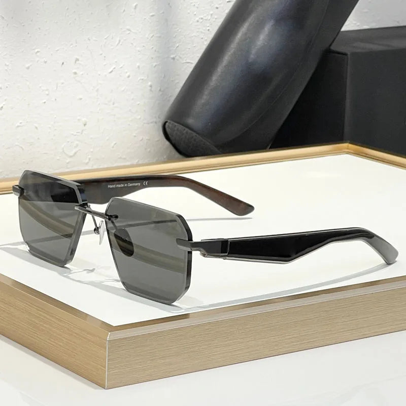 Germany Design Rimless Sunglasses for Men Women Big Square Alloy Acetate High Quality Irregular Classical Vintage UV400 Glasses