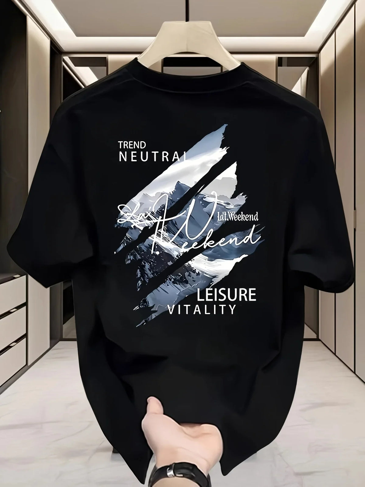 New 100% Cotton Men's T-Shirt With Summer Street Style Pattern Print. Suitable for Casual Combination With Short-Sleeved Tops.