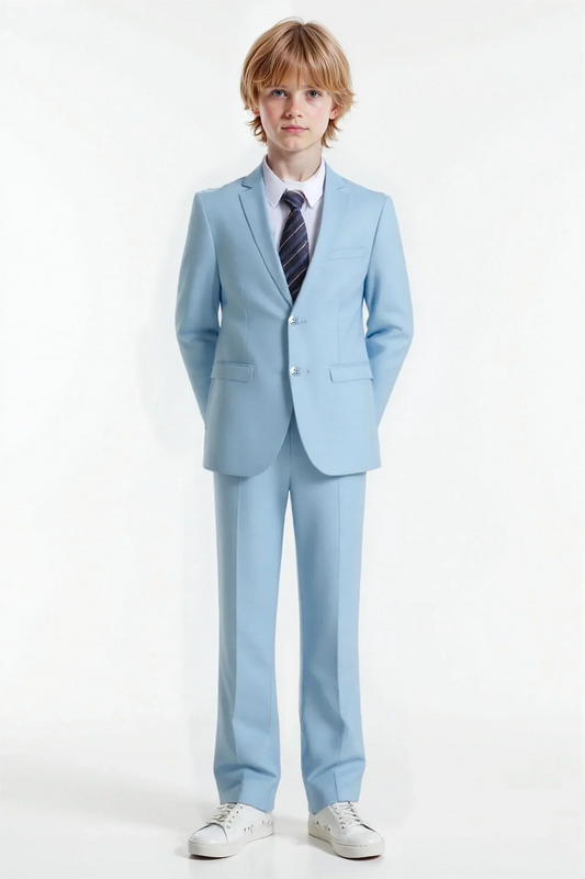 Boys Suit 3-Piece Jacket Pants Navy Yellow Pinstripe Tie Casual Fashion Wedding Birthday Party Size 4-16Y Teen Suit Tuxedo