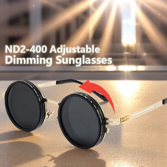 Cycling ND2-400 9 Level Adjustable Dimming Polarized Sunglasses Men Women Fishing Punk Round Glasses Eyeglasses ND Filter