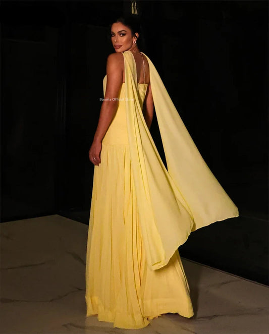 A-Line Pleat Yellow Evening Dresses Sleeveless Strapless Formal Dresses for Women Elegant Prom Gowns Custom Made 2025