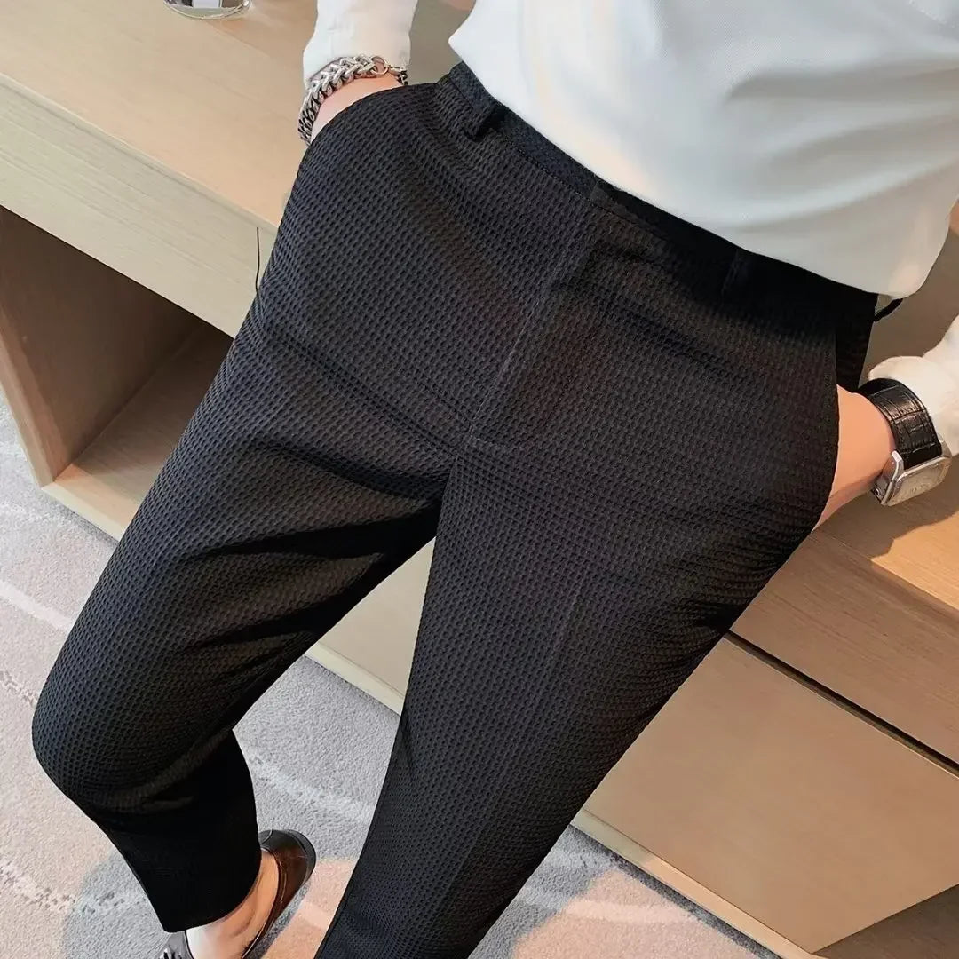 Spring Summer Men's Smart Casual Suit Pants Fashion Slim Fit Solid Color Youthful Vitality Suit Trousers Men Korean Dress Pants