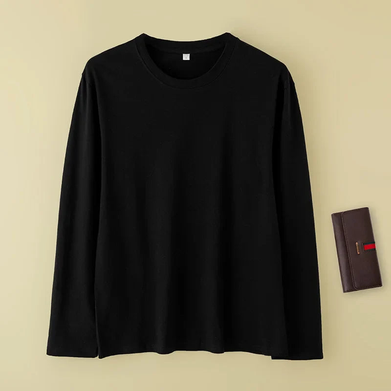 Women T-shirts Long Sleeve Solid O-neck Tops Cotton White Bottoming Shirts Spring Autumn T-shirts Harajuku Tees Loose Tshirt