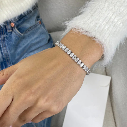 Bracelets de tennis ovales en moissanite complète de 0,5 carat pour femmes 100% argent sterling 925, bracelet avec diamant D VVS1 et certificat