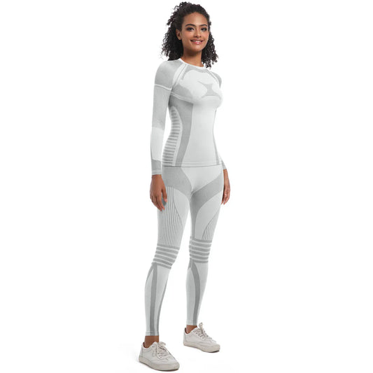 Women Skiwear Set Yoga Set Skiing Underwear Fitness Workout Thermal Gym Ski Snowboarding Running Yoga Exercise Suit Long Johns