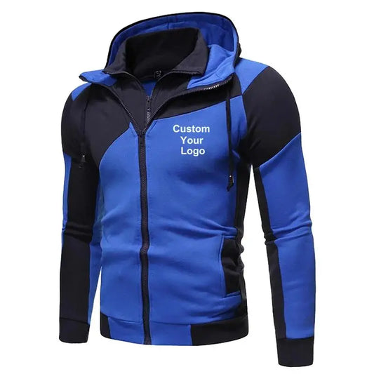 Autumn Winter Fashion Men Custom Your Logo Double Zipper Sweatshirt Hoodie Jacket Hoodies Jacket Sportswear Male Hoodie Jacket
