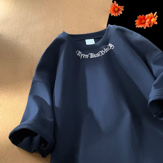Men's Oversized T-shirts White Cotton T Shirt 5XL for Men Casual Summer Wear Letter Fashion Print Neck Tee Shirts Men Clothing