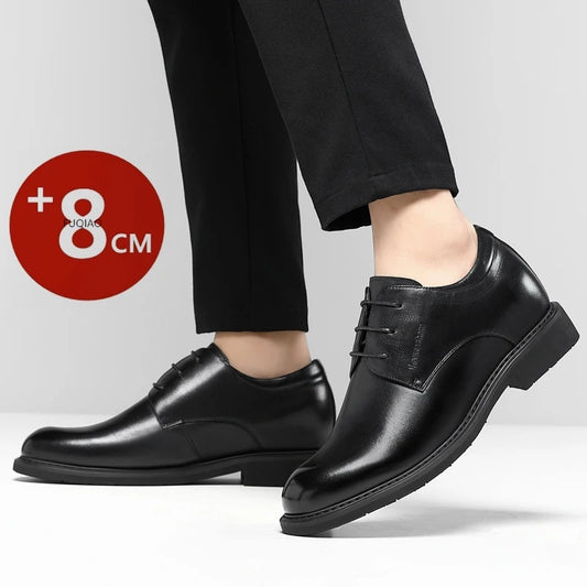 Men Business Elevator Shoes Real Cowhide Invisible Height Increasing Shoes with 3/6/8CM Height Boost Breathable Comfortable