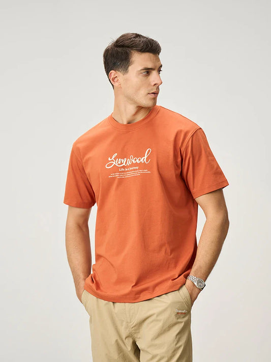 2026 Summer New Oversize 230gsm Sorona Cool Feeling Fabric Men Fashion Letter Print Tops High Quality Tees