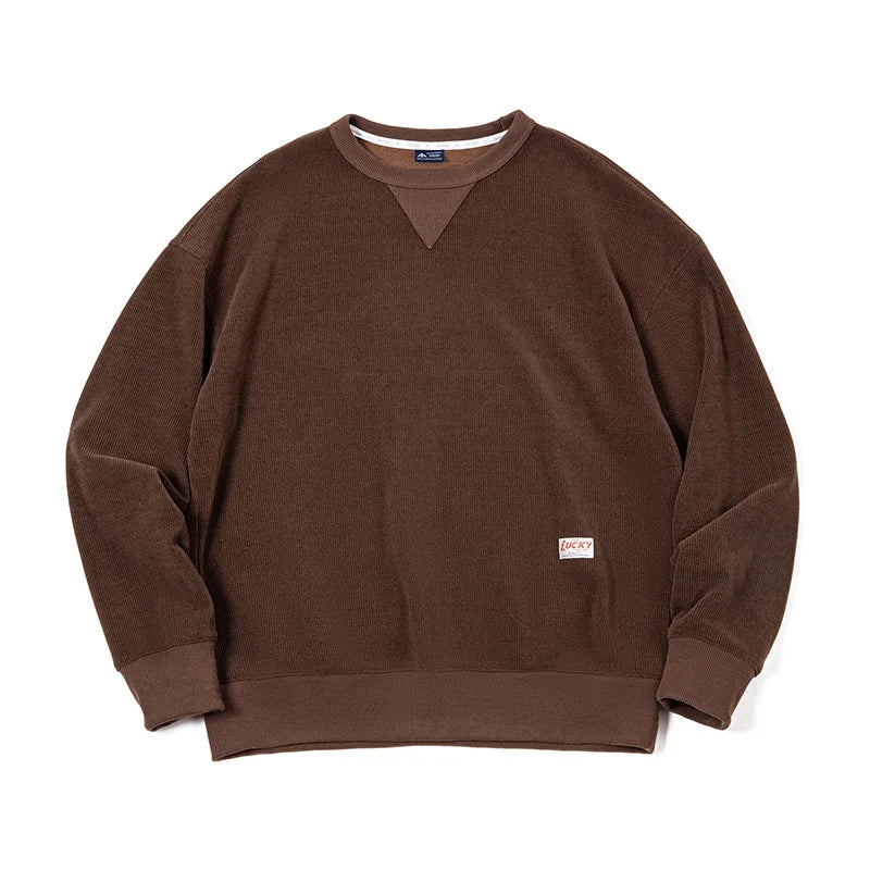 Heavyweight Round Collar Chenille Sweater for Men Spring and Autumn Basic Styles Long-sleeved Pullover Navy Blue T-shirts