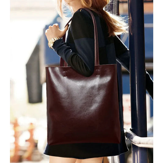 Women Genuine Leather Shoulder Bags Retro Fashion Designer Bag Large Capacity Female Versatile Tote Bag Portable Phone Bag Girl