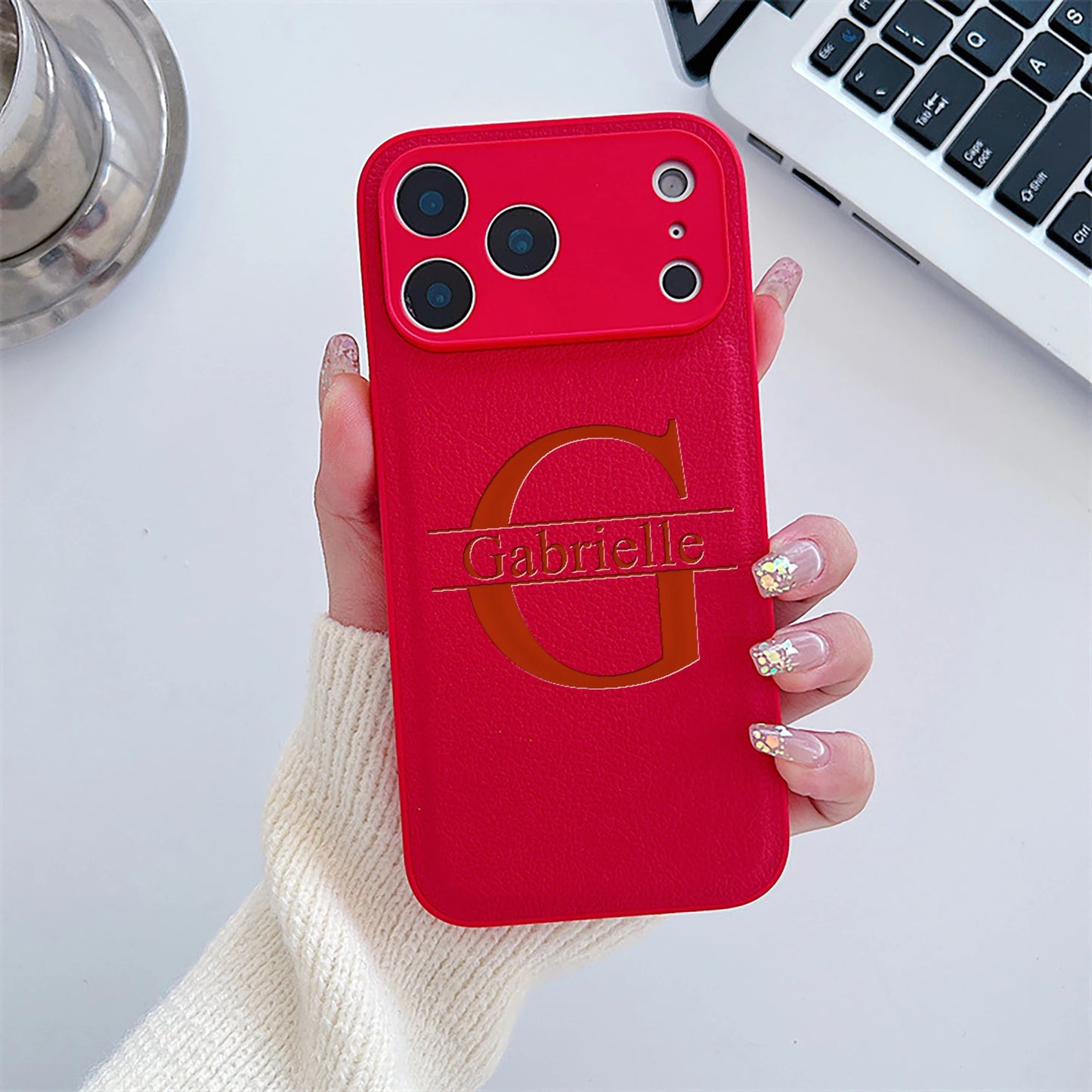 Custom Capital Letters Name Artificial Leather Multicolored Phone Case Gift For iPhone 17 16 15 14 13 12 11 Pro Max 17 Air Plus