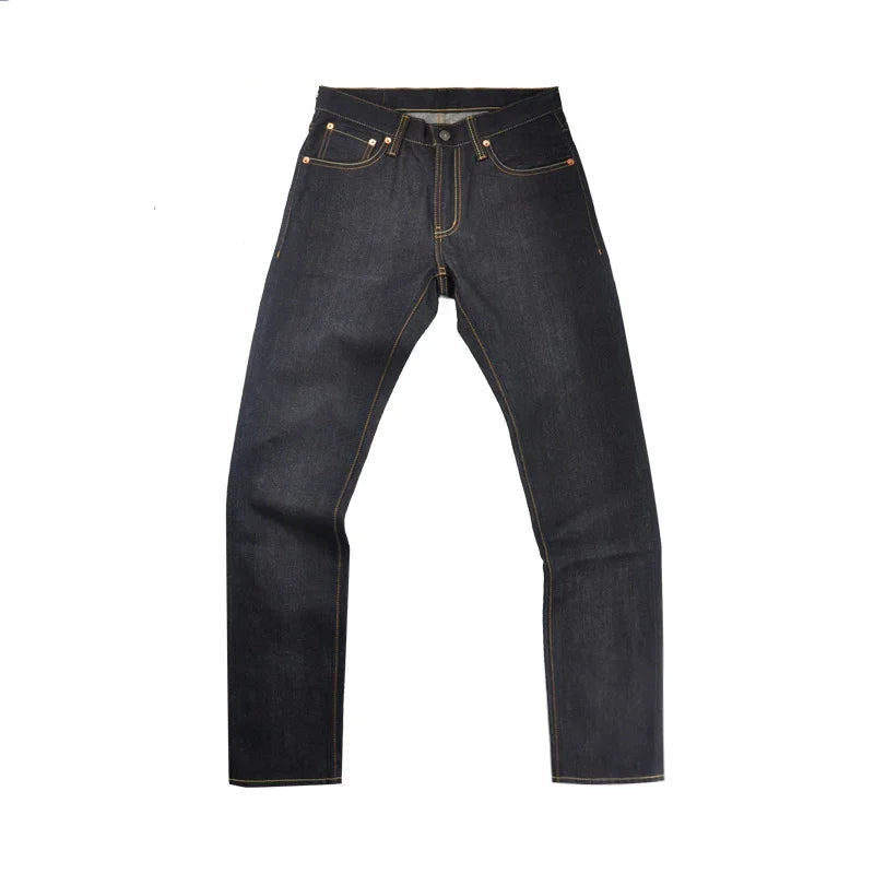 Mens Jeans Sanforized Selvedge Denim Jeans for man Indigo and Black Jeans Zipper Fly Slim Fit