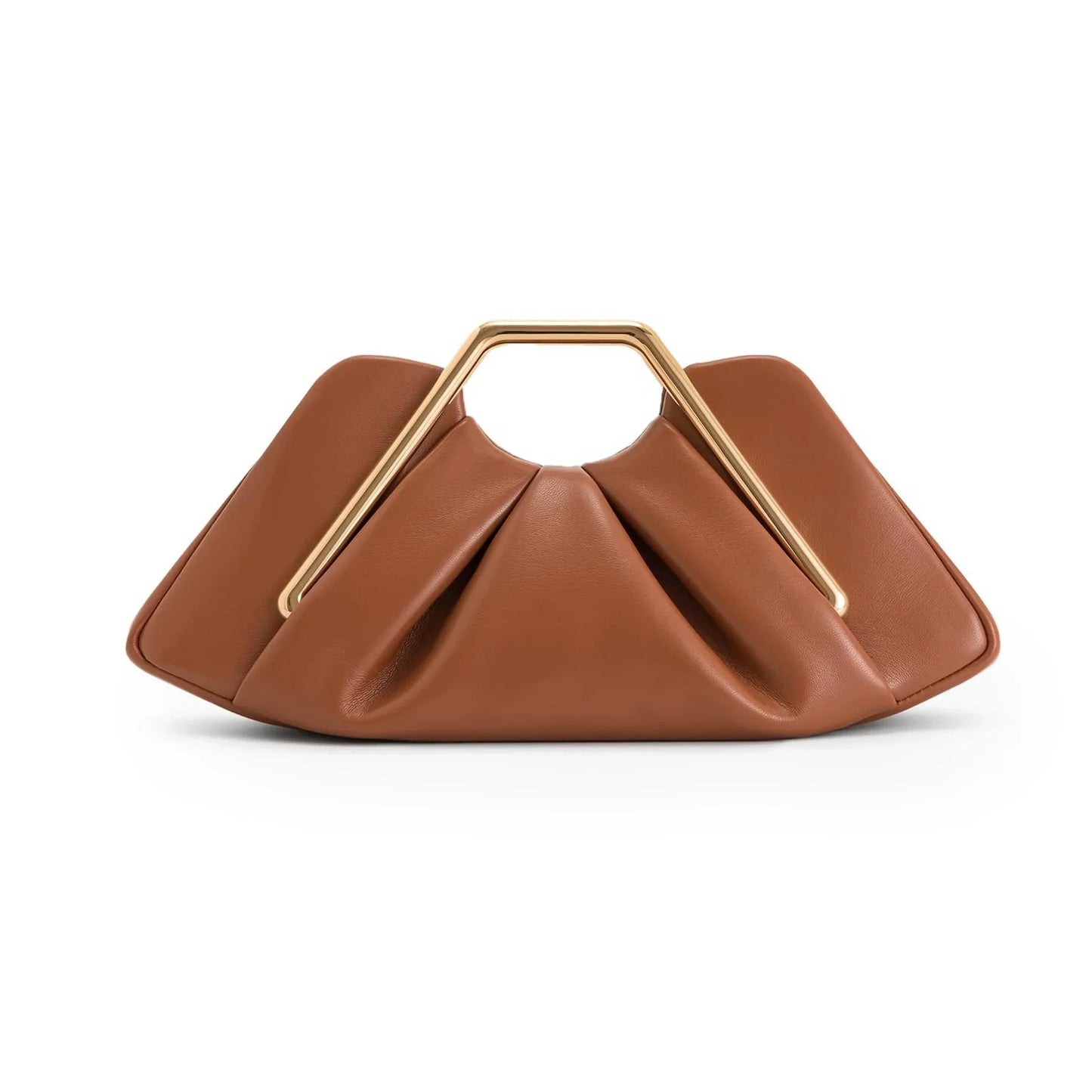 Women's PU Leather Pleated Going Out Clutch Bag Top Handle Evening Bag Party Wedding Bridesmaid Geometric Metal Handle Handbag