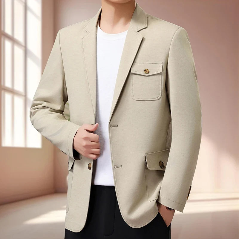 Spring Autumn High Quality Blazer Men Trend Slim Fit Breathable Suit Jackets Male Cotton Business Casual Solid Blazers Suit Coat