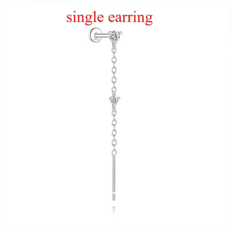 New D Vvs1 All Moissanite Tassel Drop Earrings for Women Lab Diamond Wedding Party Jewelry 100% S925 Sterling Silver