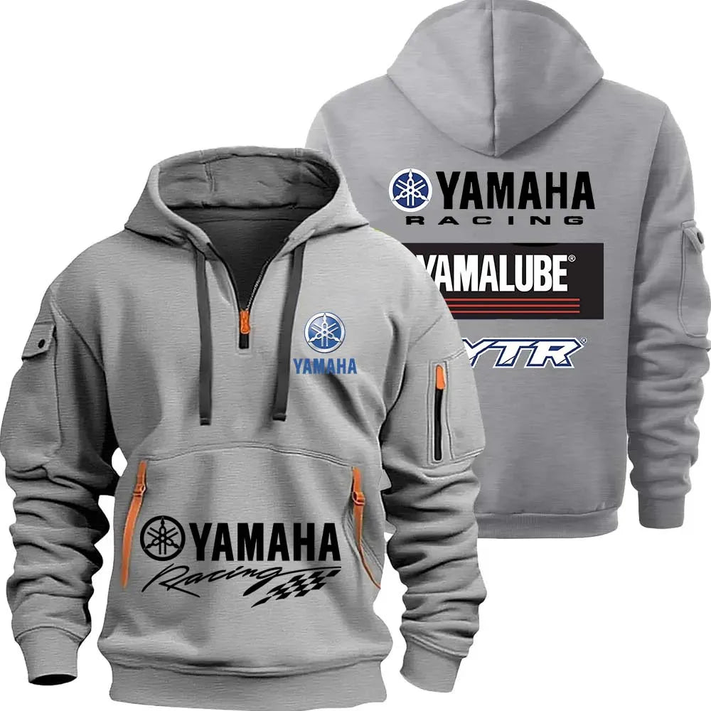 Logo Motorcycle Racing Team Men Half Zipper Hoodie Spring Male Sweatshirt Fashion Sports Men's Pullover Clothes