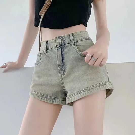 Summer Denim Shorts for Women High Waisted Stretch Jeans Shorts Sexy A-line Fashion Hip Hop Wide Leg Pants Vintage Colors S-2XL