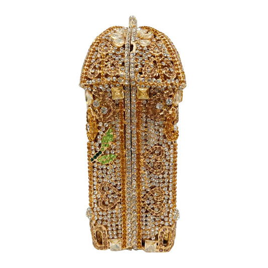 New Arrived Birdcage Gilded Rhinestone Clutch Luxury Diamond Bag Party Stone Purse Crystal Evening Bag Women Handbag