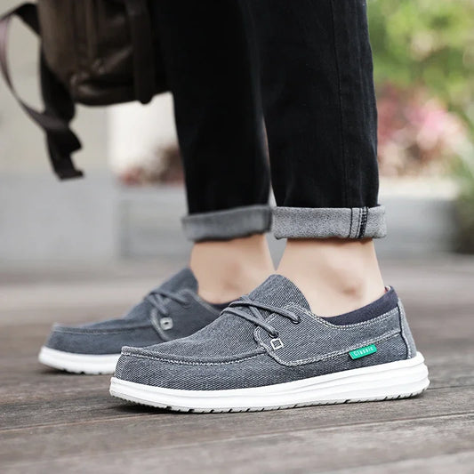 Men's Canvas Shoes Retro Loafers Lightweight Flats Leisure Footwear Male Summer Moccasin Men Casual Business Shoe